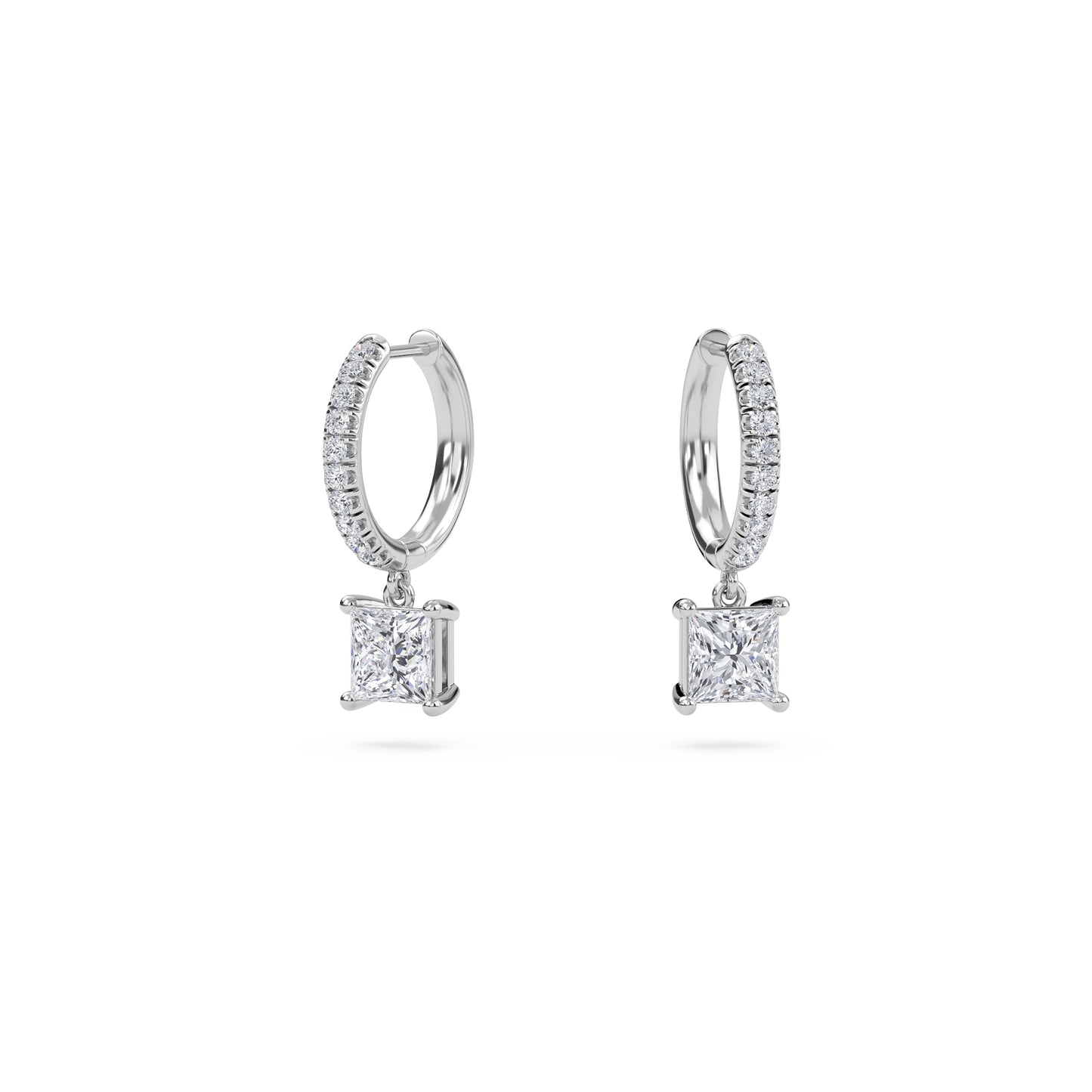 charm 4 carat (2+2) princess diamond earring