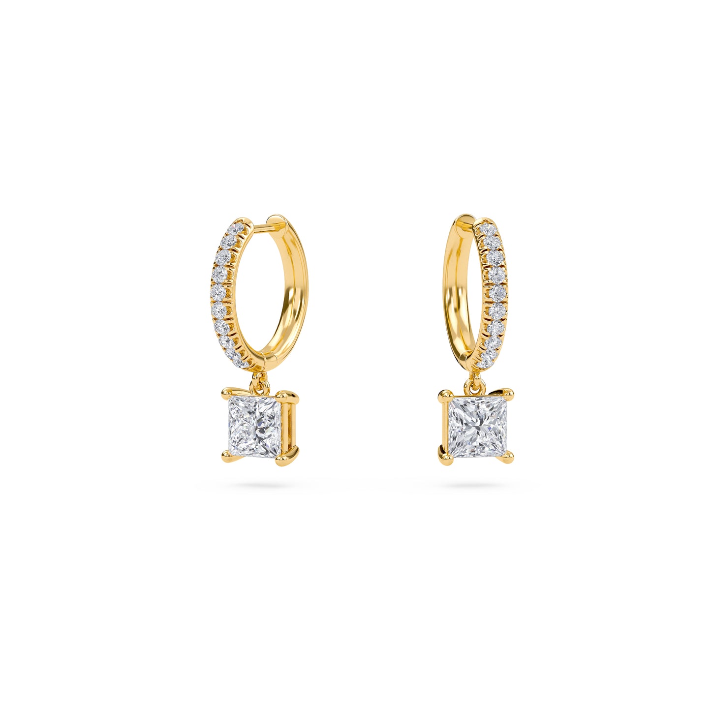 charm 4 carat (2+2) princess diamond earring