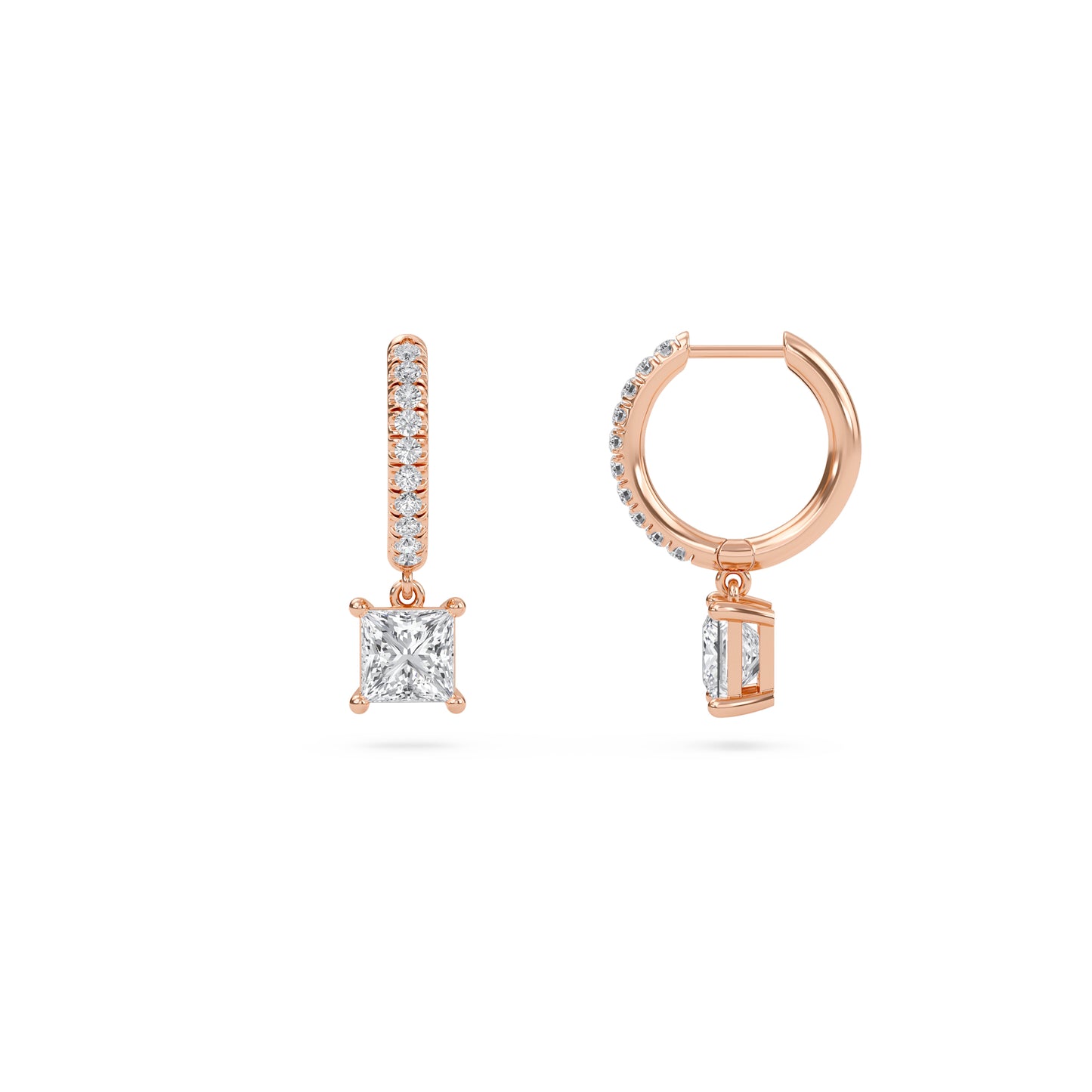 charm 4 carat (2+2) princess diamond earring