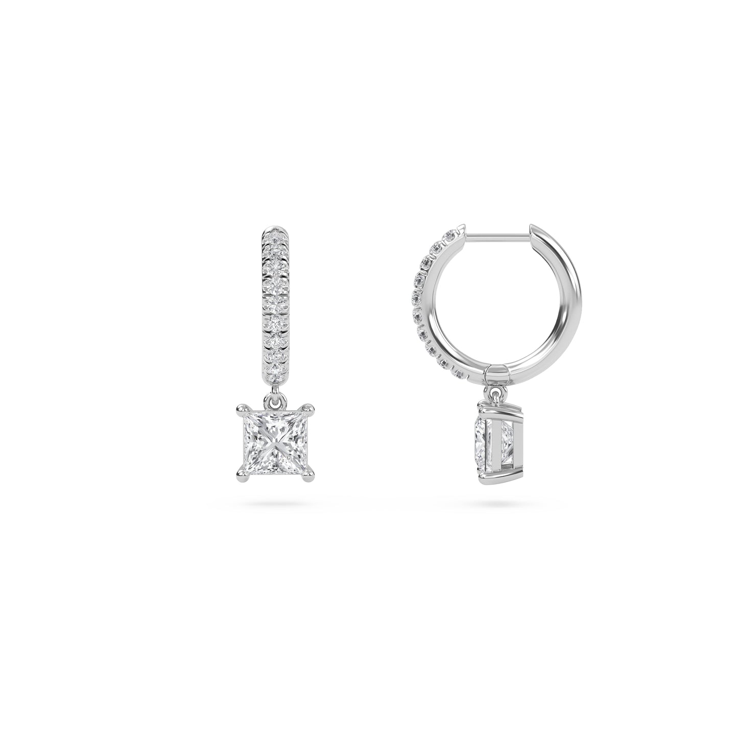 charm 4 carat (2+2) princess diamond earring