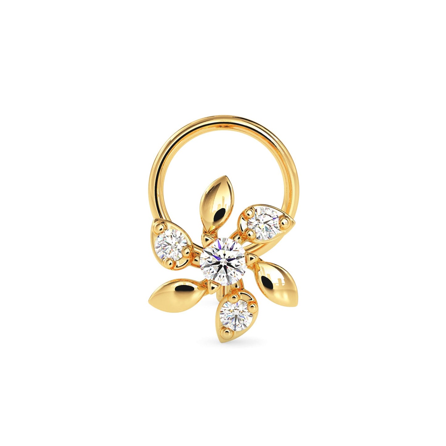 florin round diamond nose pin