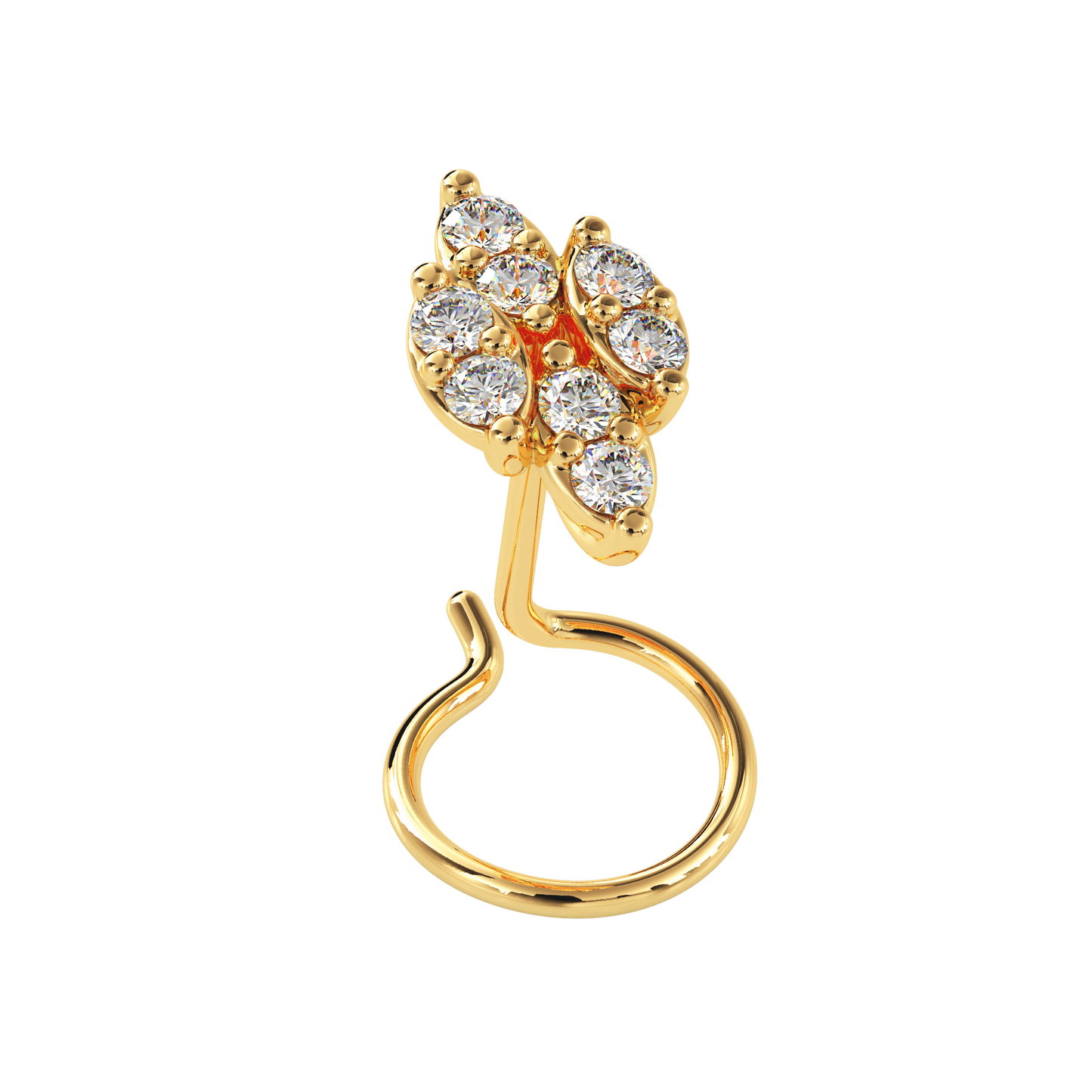 moonroot round diamond nose pin