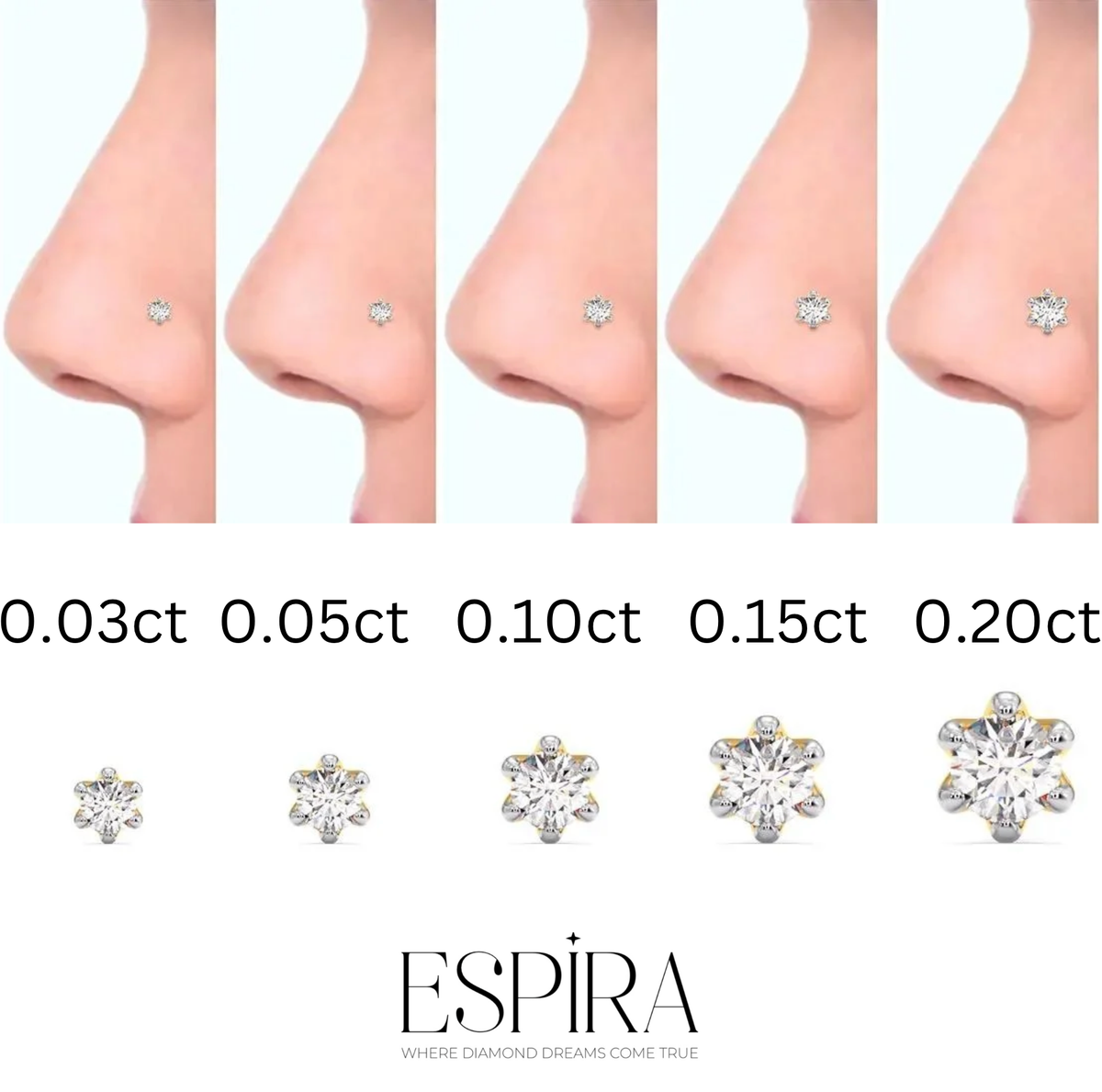 Floris Round Diamond Nose Pin - Espira Gems