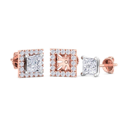 Detachable Princess Solitaire Earrings