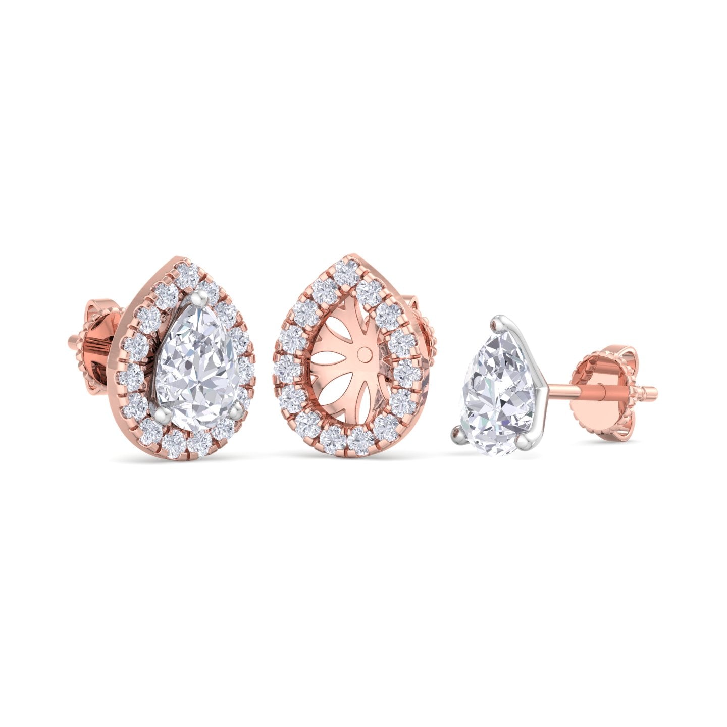 detachable pear solitaire earrings