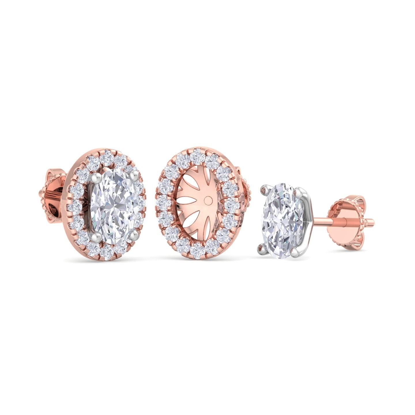 detachable oval solitaire earrings