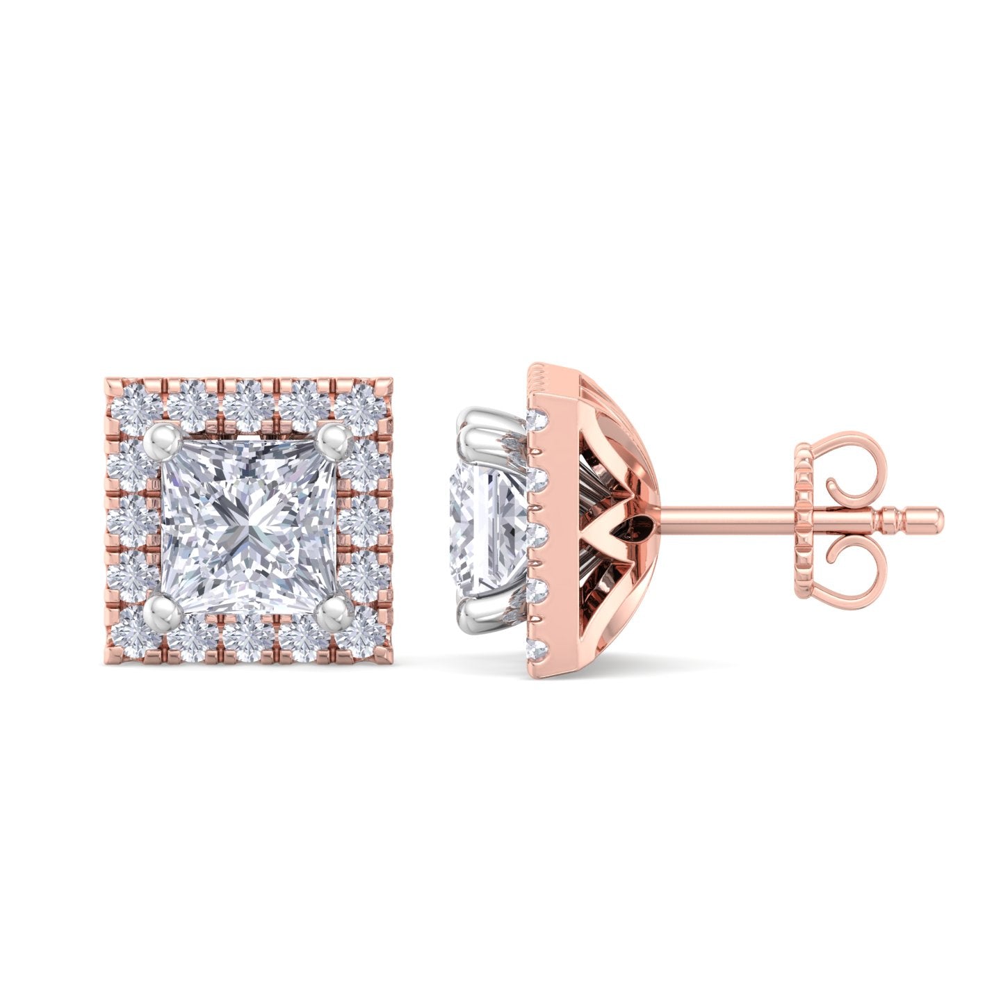 detachable princess solitaire earrings