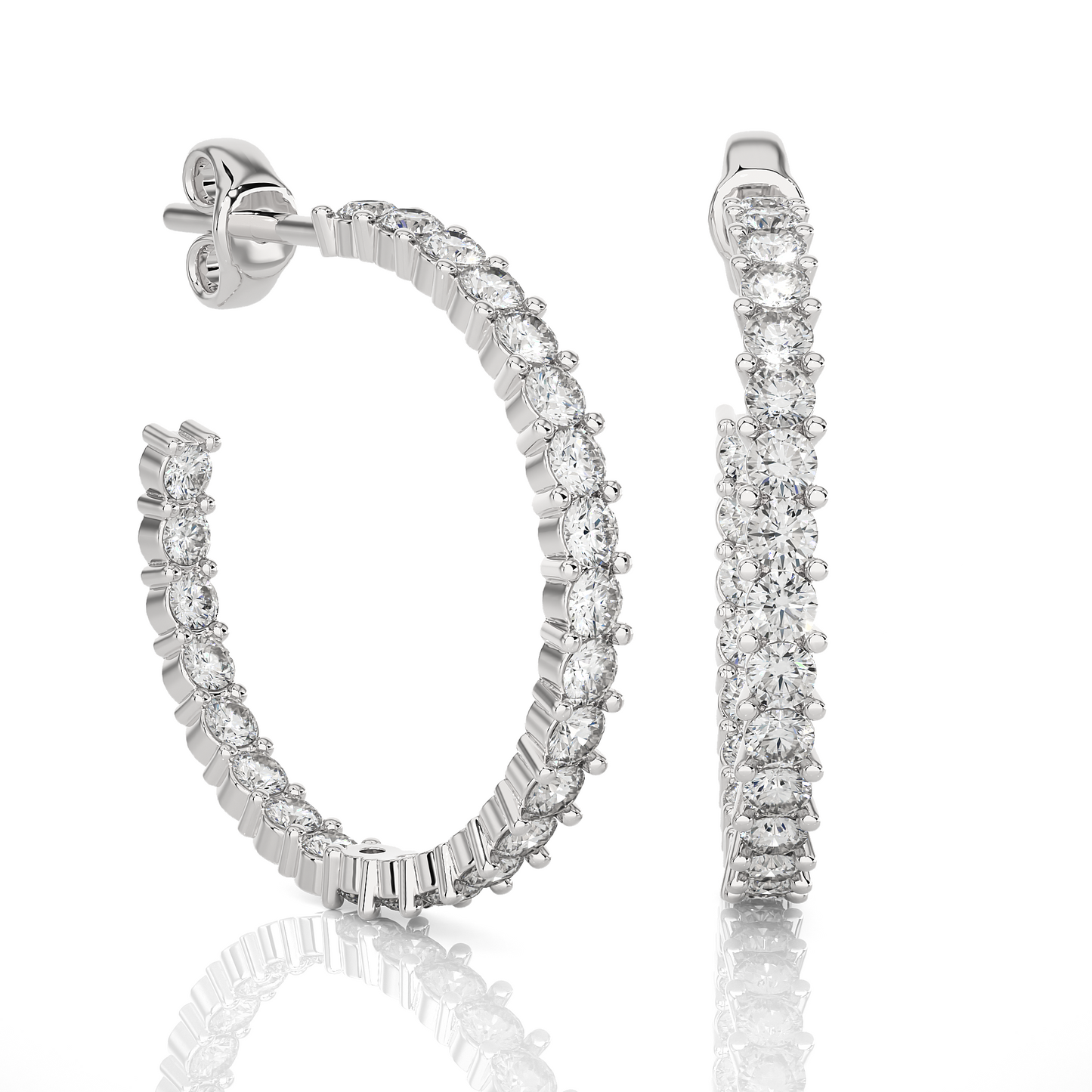 lustre round diamond earrings