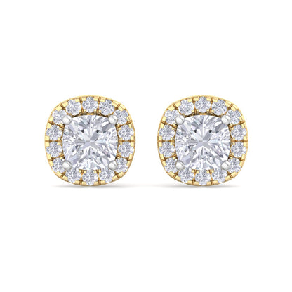 Detachable Cushion Solitaire Earrings