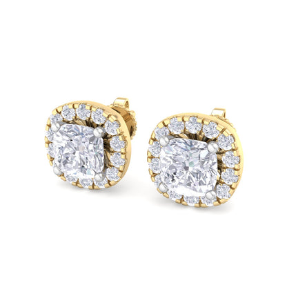 Detachable Cushion Solitaire Earrings