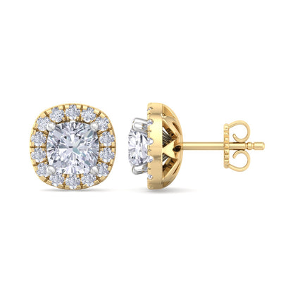 Detachable Cushion Solitaire Earrings