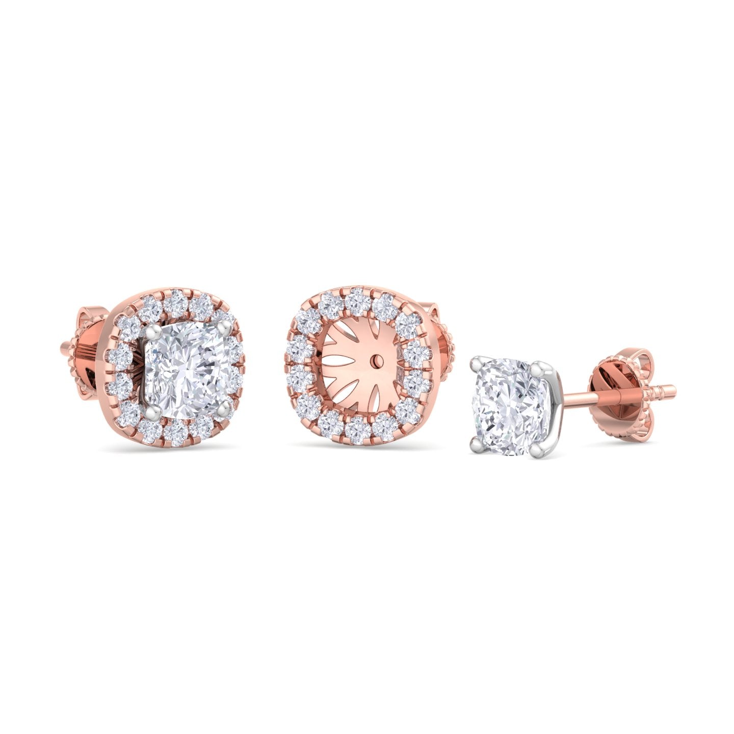 detachable cushion solitaire earrings