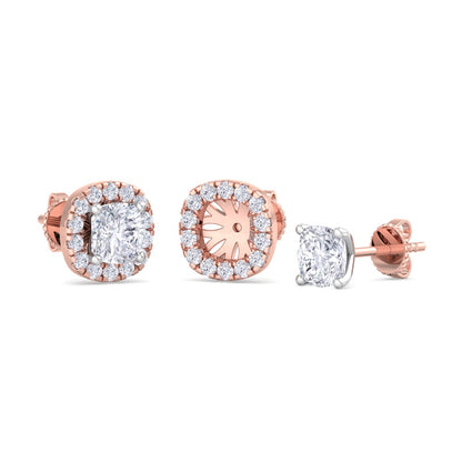 Detachable Cushion Solitaire Earrings