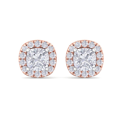 Detachable Cushion Solitaire Earrings
