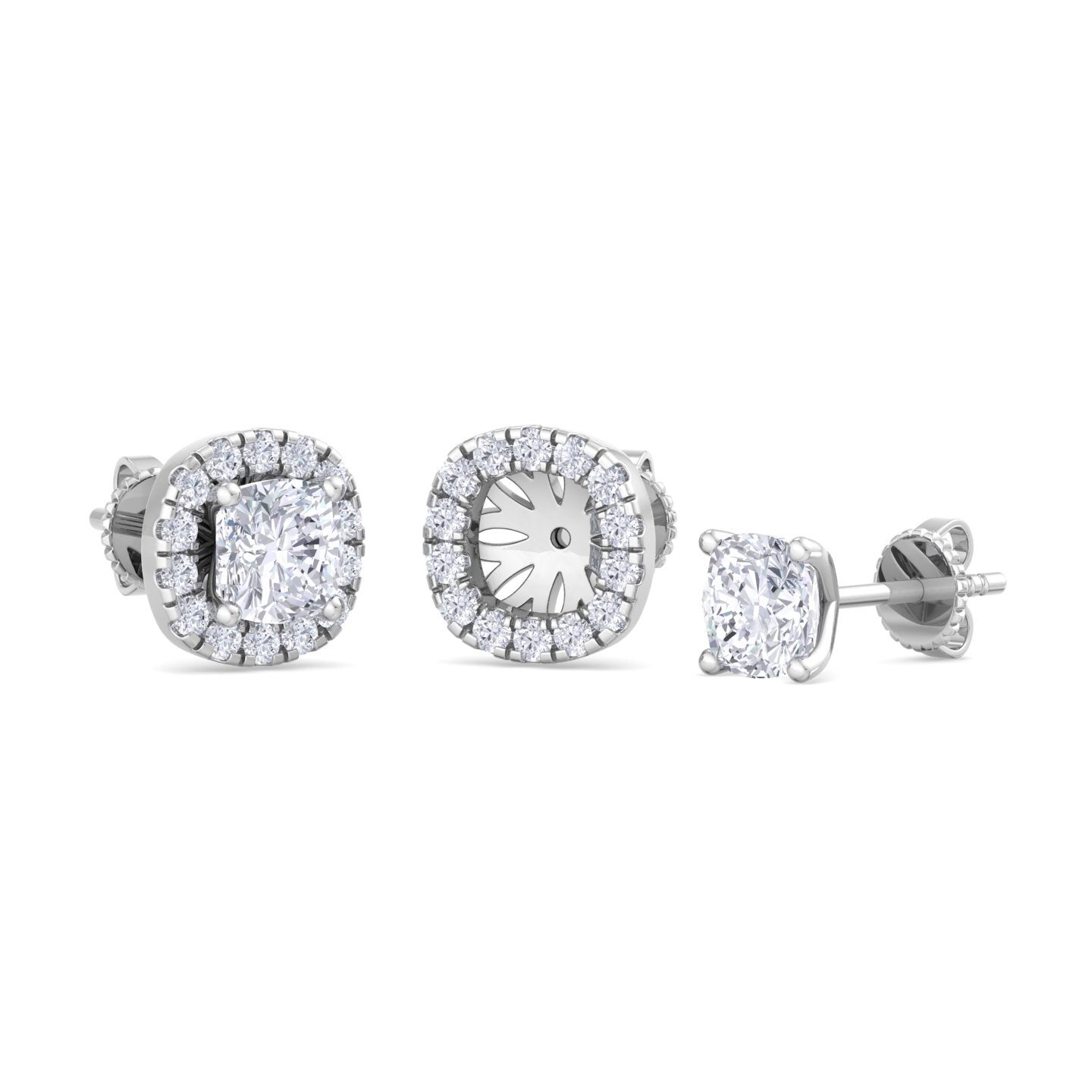 detachable cushion solitaire earrings