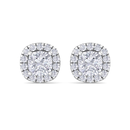 Detachable Cushion Solitaire Earrings
