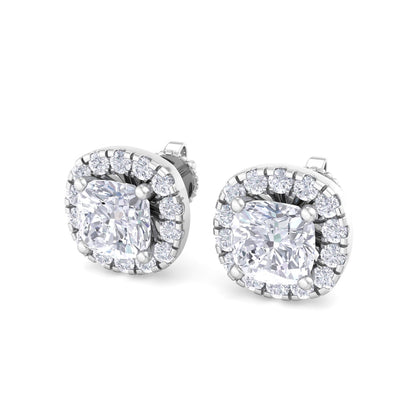 Detachable Cushion Solitaire Earrings