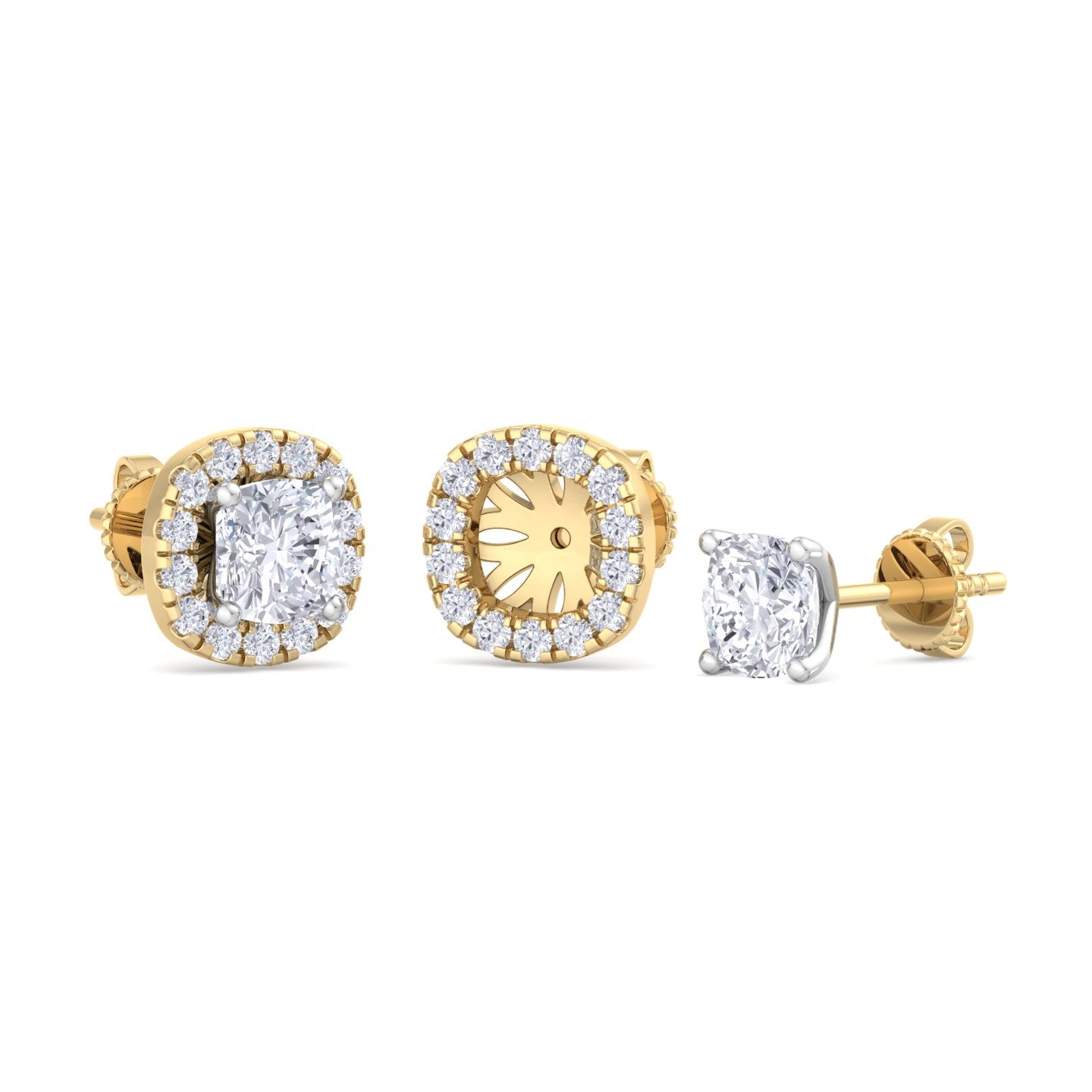 detachable cushion solitaire earrings