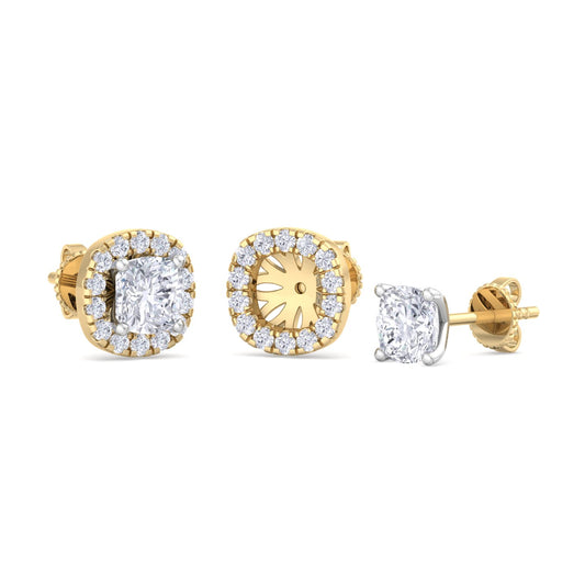 Detachable Cushion Solitaire Earrings