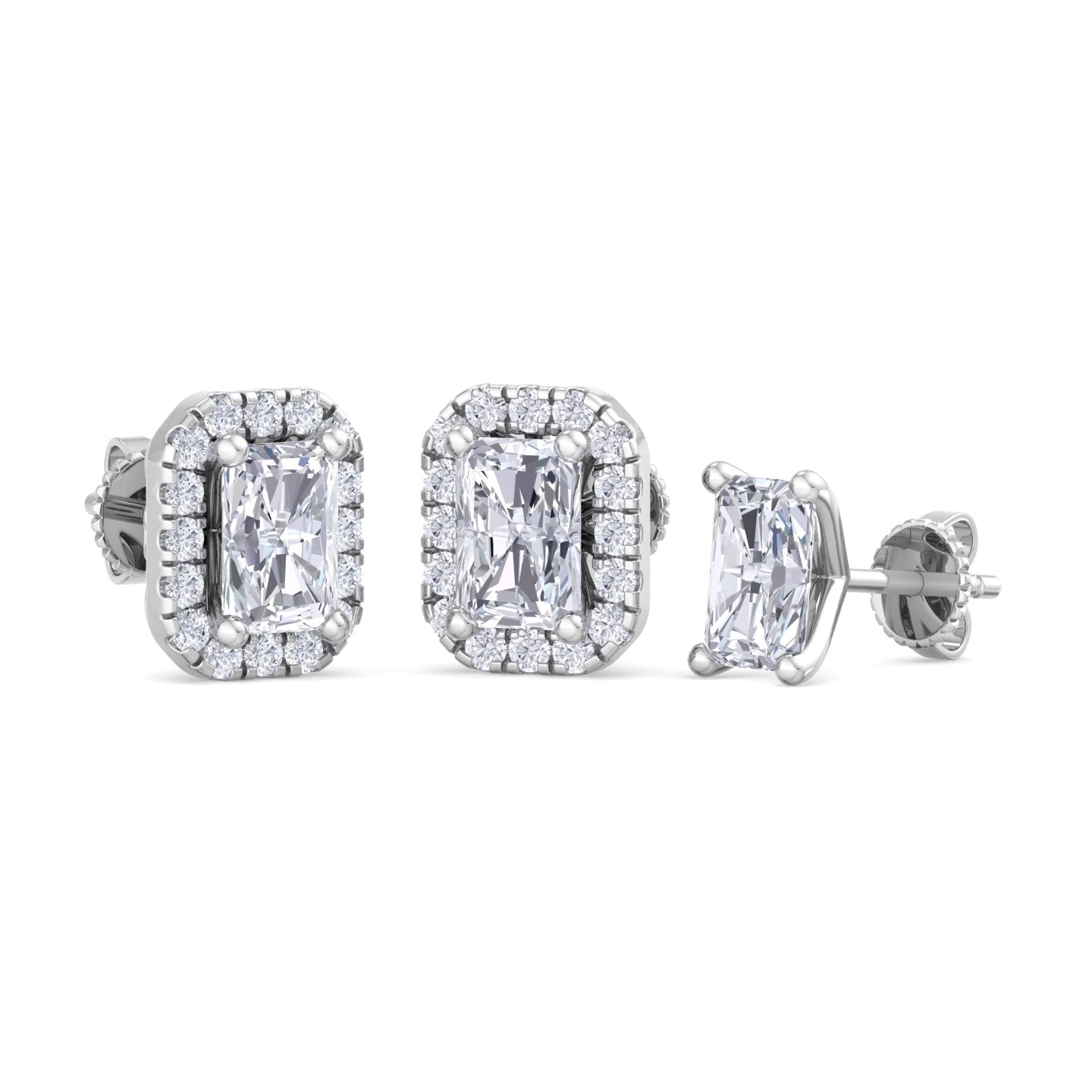detachable radiant solitaire earrings