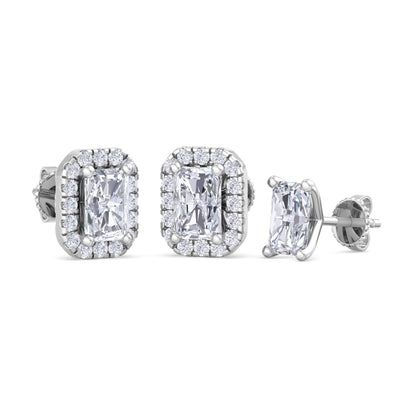 Detachable Radiant Solitaire Earrings