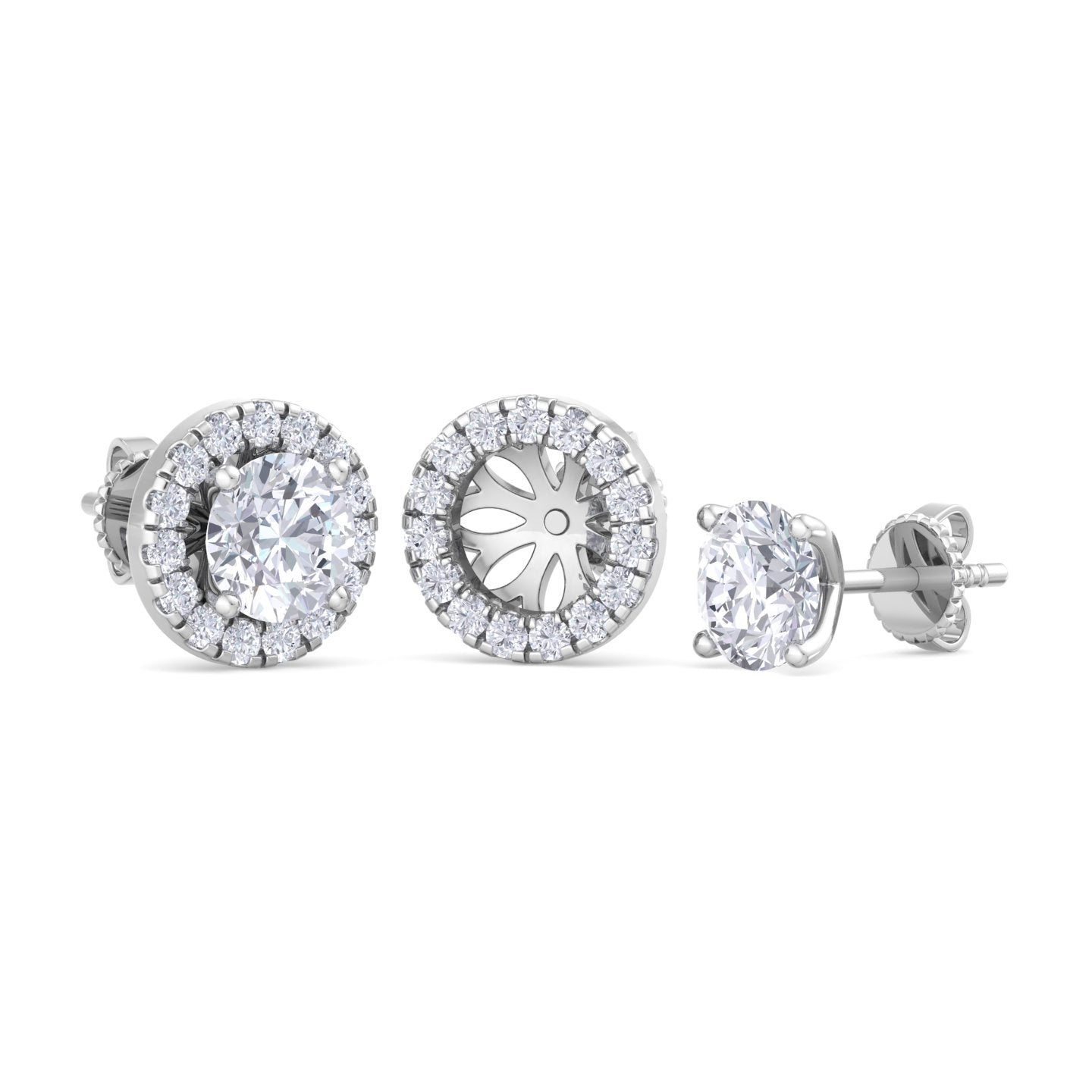 detachable round solitaire earrings