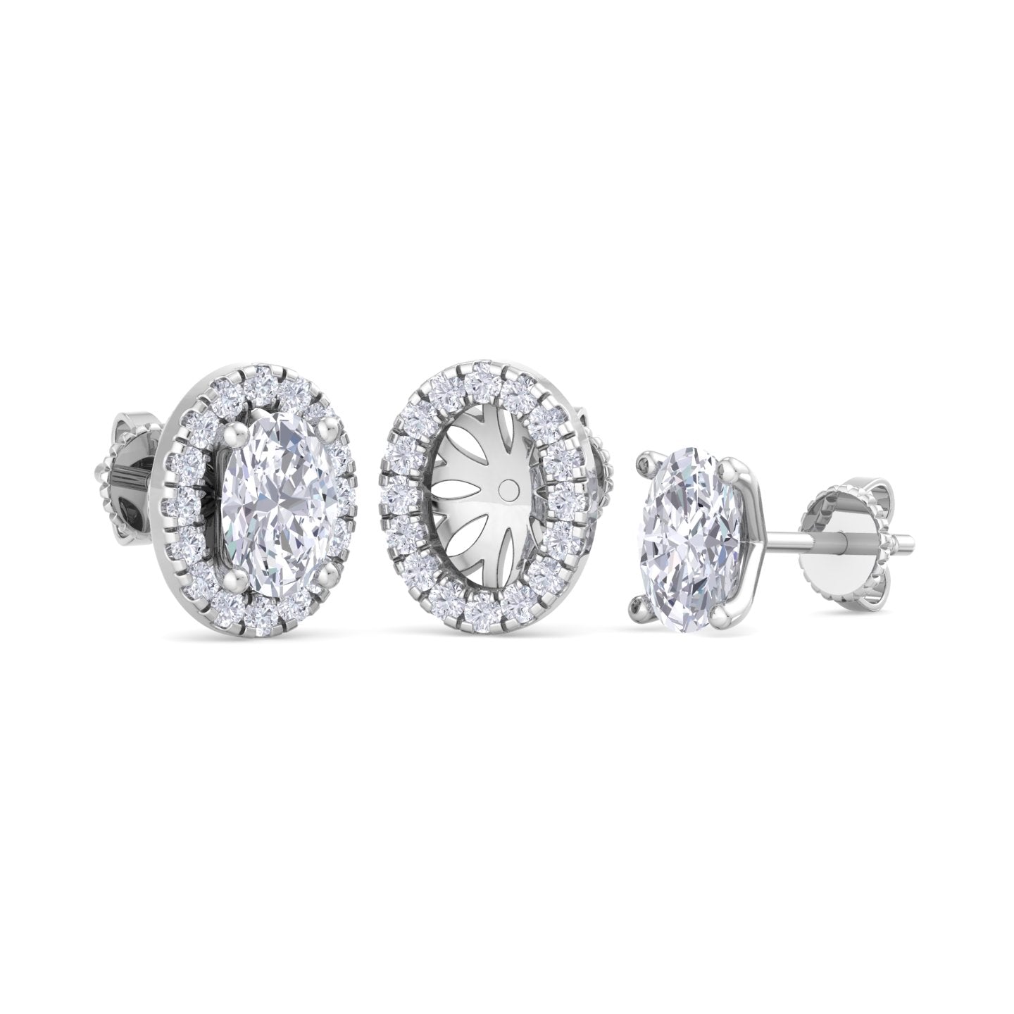 detachable oval solitaire earrings