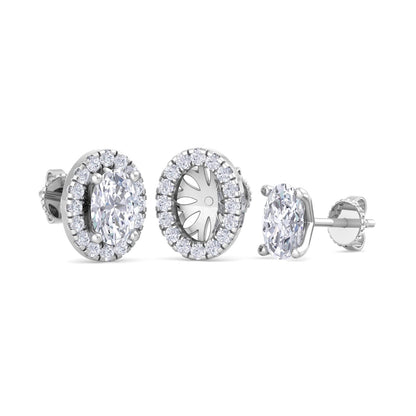 Detachable Oval Solitaire Earrings