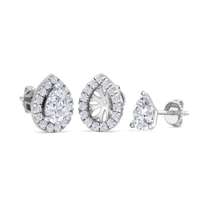 Detachable Pear Solitaire Earrings