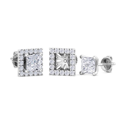 Detachable Princess Solitaire Earrings