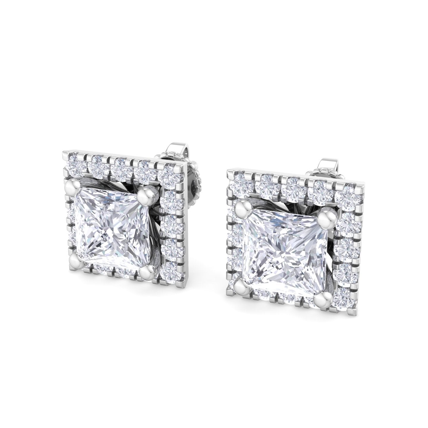 detachable princess solitaire earrings