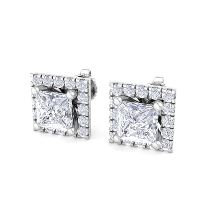 Detachable Princess Solitaire Earrings