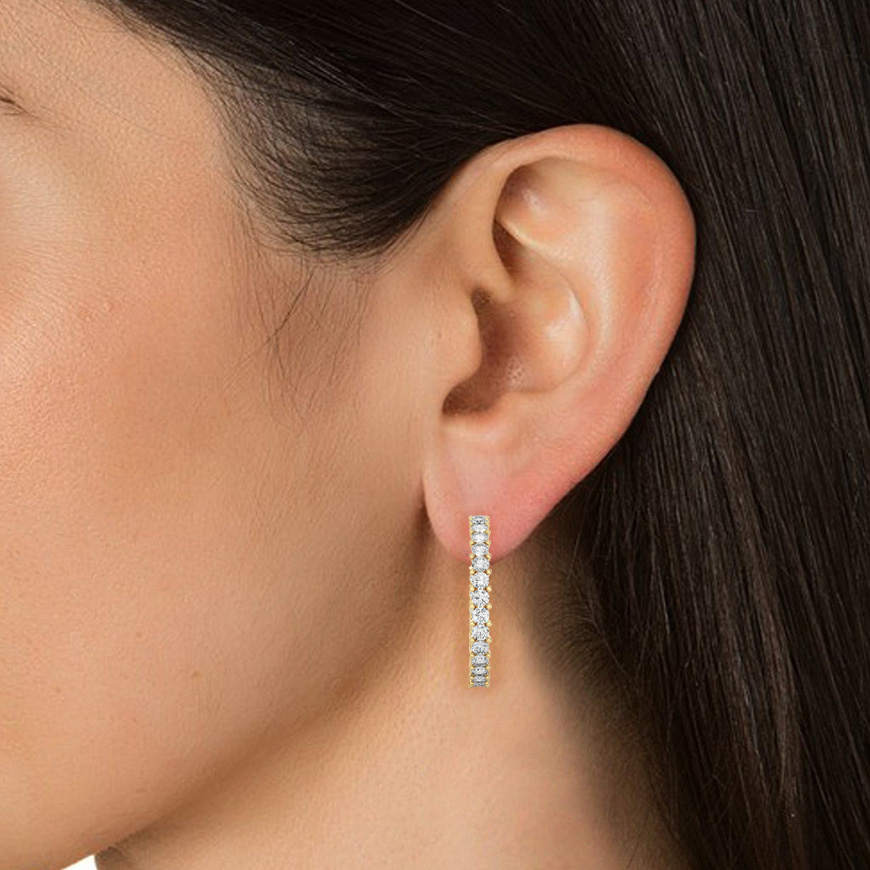 boucles d'oreilles en diamant rond lustre