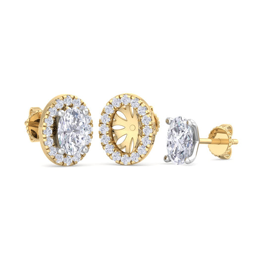 Detachable Oval Solitaire Earrings