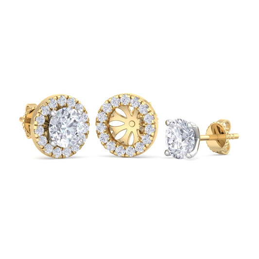 Detachable Round Solitaire Earrings