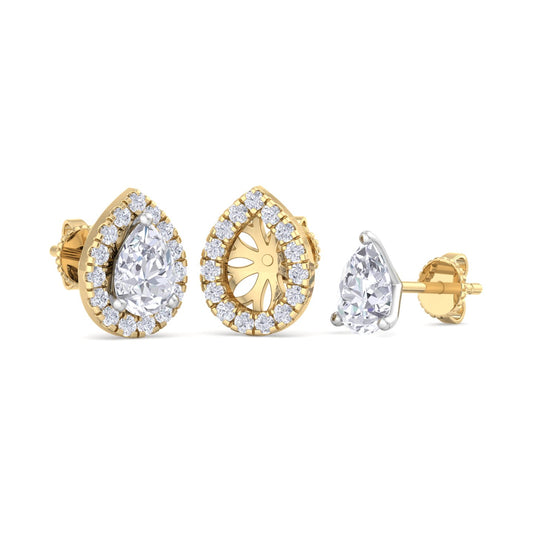 Detachable Pear Solitaire Earrings
