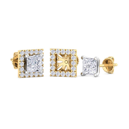 Detachable Princess Solitaire Earrings