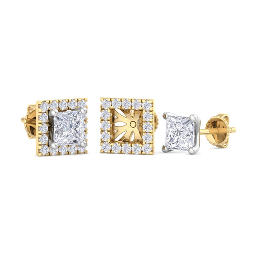 Detachable Princess Solitaire Earrings