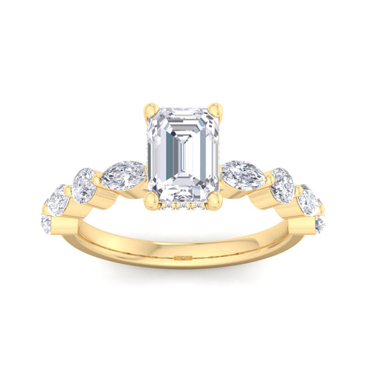 Florence Plus Emerald Diamond Ring