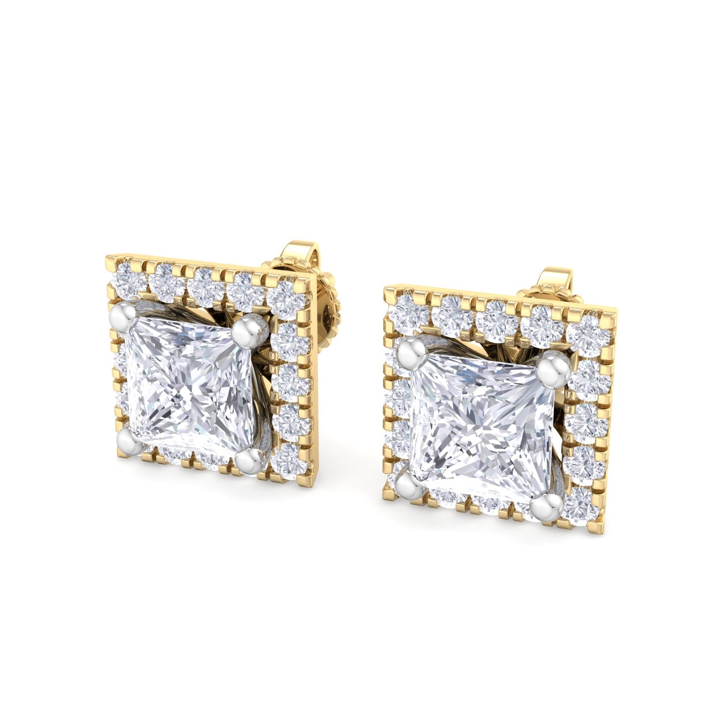 detachable princess solitaire earrings