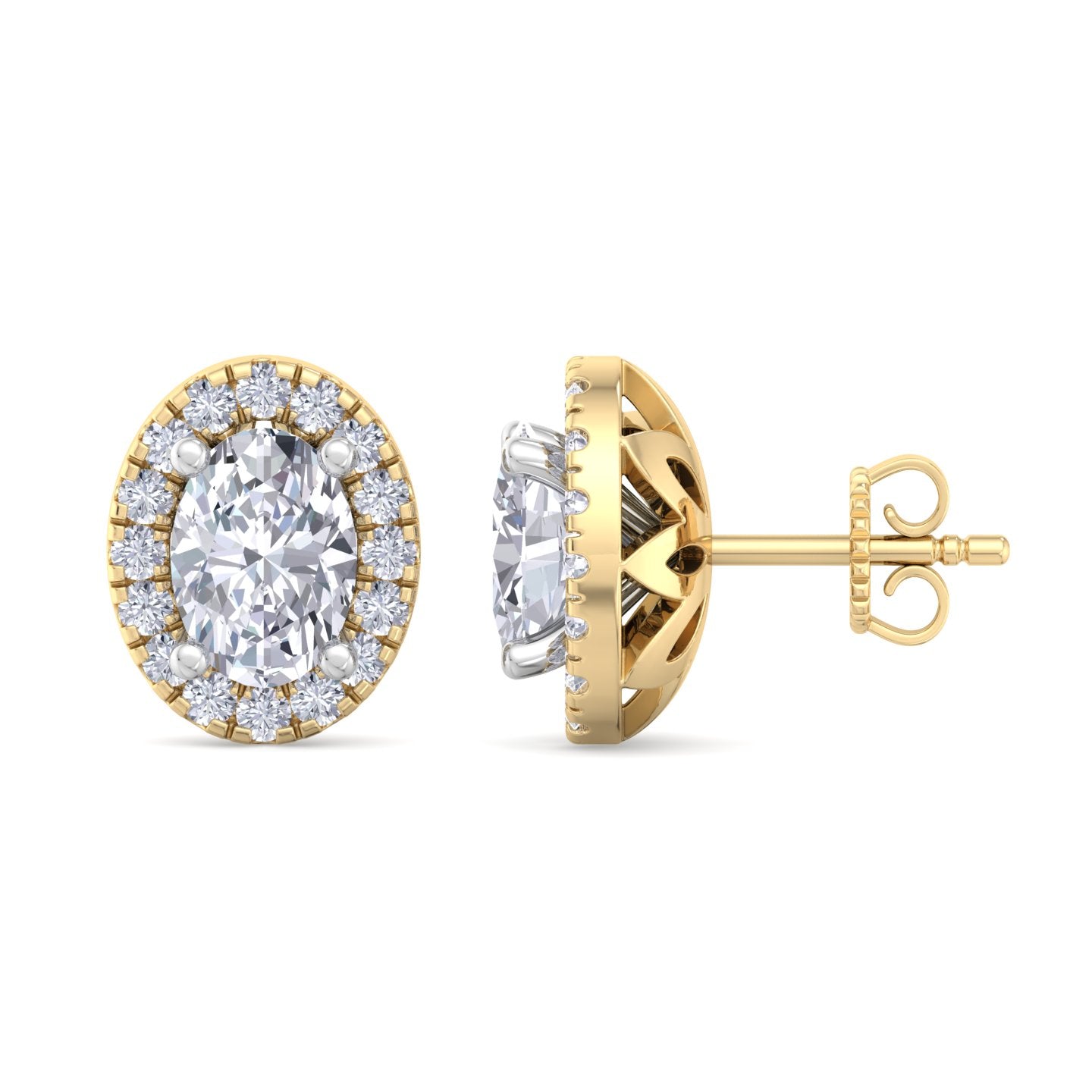 detachable oval solitaire earrings