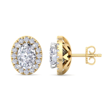 Detachable Oval Solitaire Earrings
