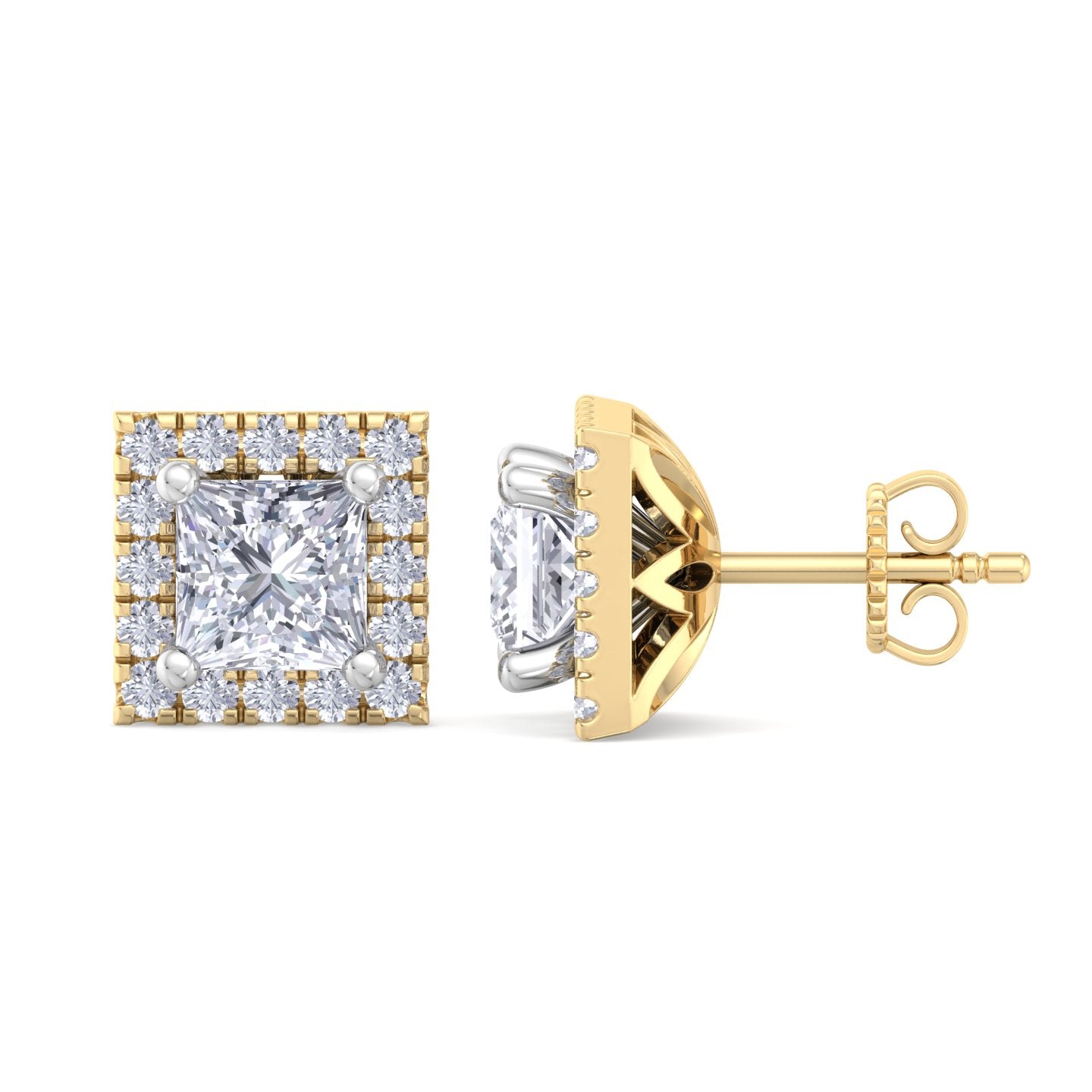 detachable princess solitaire earrings