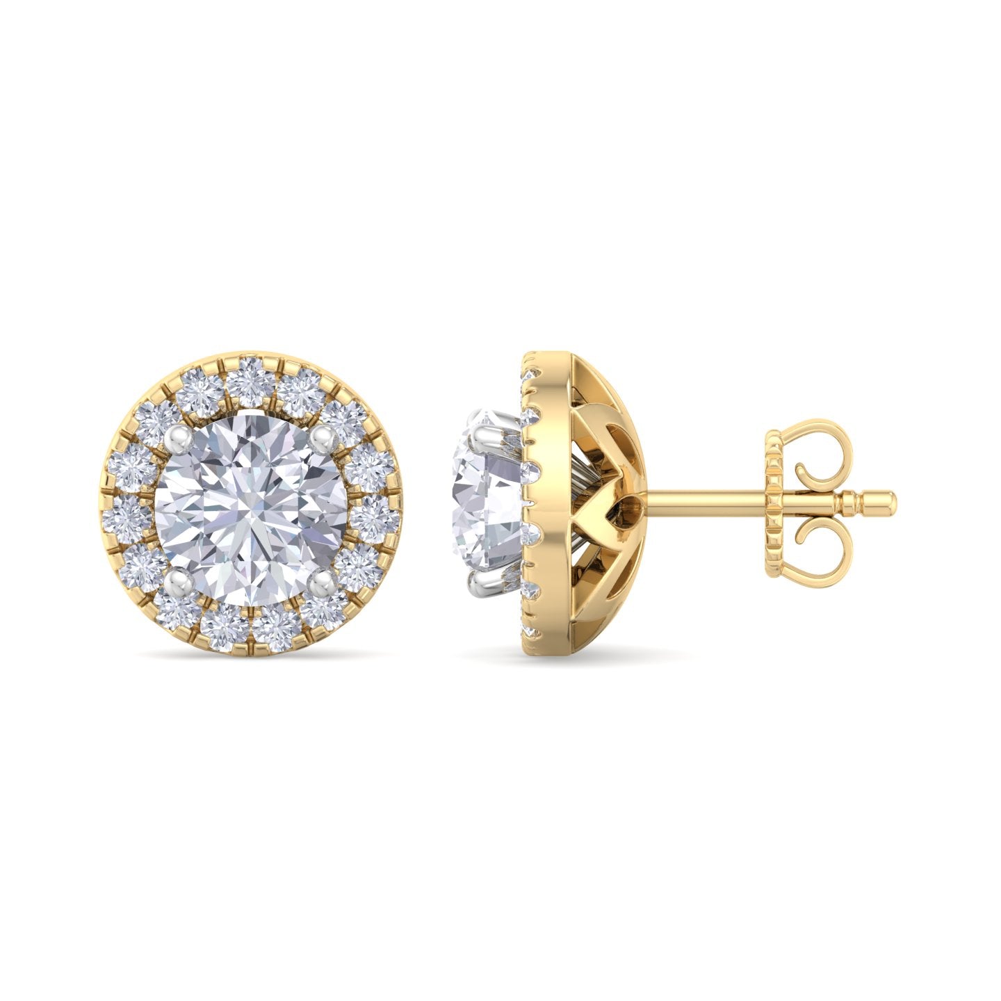 detachable round solitaire earrings