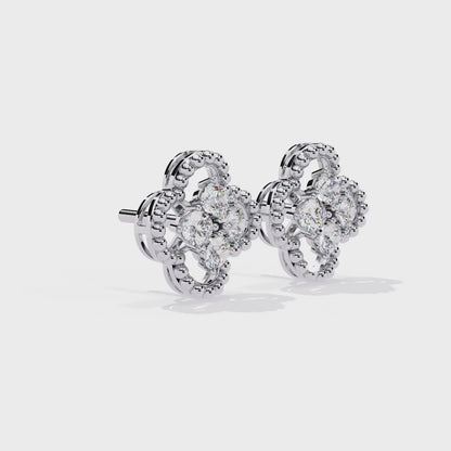 Boucles d'oreilles en diamants et pétales d'aurore