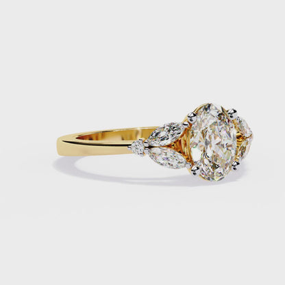 Bague en diamant marquise à éclat riche