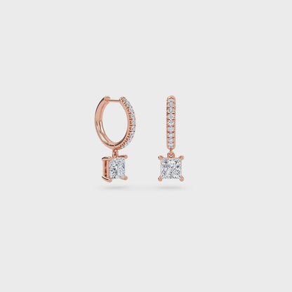 Charm 4 Carat (2+2) Princess Diamond Earring
